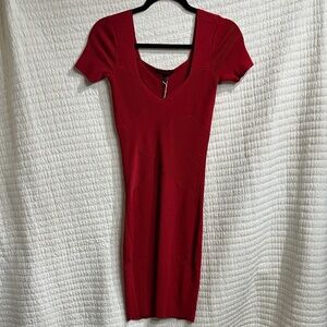 Armani Exchange Red Bodycon Tape Stretch Midi Dress Size XS MSRP $199 NWT